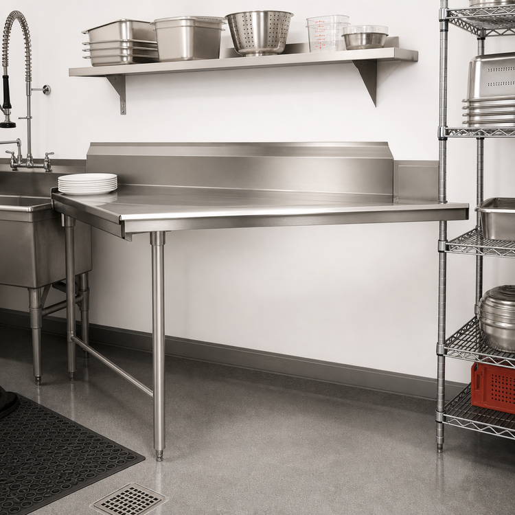 Product image #2 for Eagle Group Spec-Master Straight Clean Dishtable, 84 x 30 Inches, Right-to-Left Operation, 304 Stainless Steel