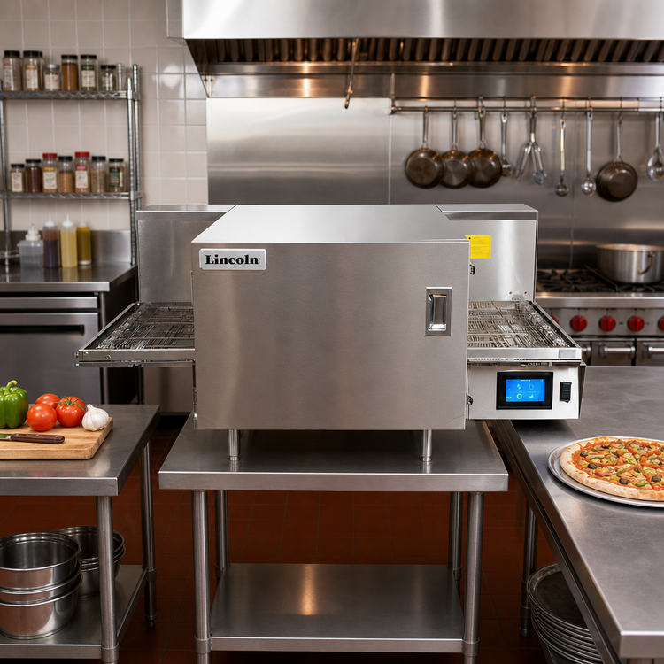 Product image #2 for Lincoln Aperion 24 Series Single Deck Propane Impinger Conveyor Oven with 16-Inch x 48-Inch Conveyor, 24-Inch Baking Chamber, Solid Door