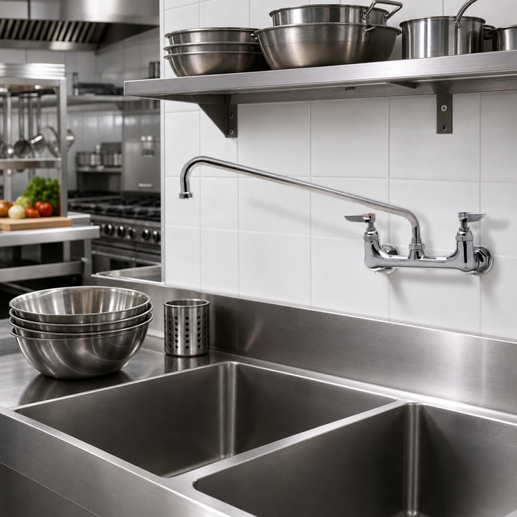 Product image #2 for Wall-Mounted Sink Mixing Faucet with Swivel Outlet, 8-Inch Adjustable Centers, Without Nozzle