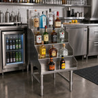 Thumbnail image #2 for Eagle Group Spec-Bar LDSR24-24 Freestanding 4-Step 304 Stainless Steel Liquor Bottle Display, 24"W x 29"D