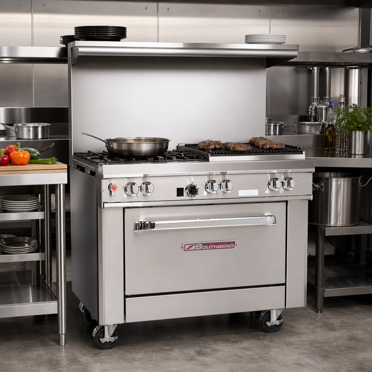 Product image #2 for Southbend Ultimate 36-Inch Gas Restaurant Range with 2 Open Burners, 24-Inch Charbroiler, and Standard Oven