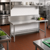 Thumbnail image #2 for Advance Tabco TVKG-3610 120-Inch x 36-Inch 14-Gauge 304 Stainless Steel Work Table with 10-Inch Backsplash and Galvanized Open Base