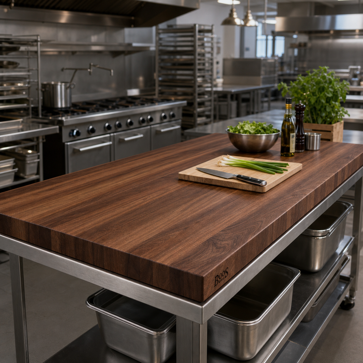 Product image #2 for John Boos Boos Block American Black Walnut Kitchen Countertop, 132 x 48 x 3 Inch, Edge Grain, Varnique Finish