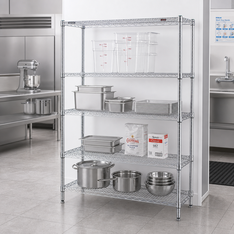 Product image #2 for Eagle Group 4-Tier Starter Wire Shelving Unit, 42 x 21 x 74 Inches, Chrome-Plated