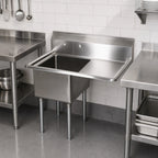 Thumbnail image #2 for John Boos E1S8-18-12R18-X 1-Compartment Floor-Model Sink, 18" x 18" x 12" Bowl, Right Drainboard, 18-Gauge 300 Series Stainless Steel