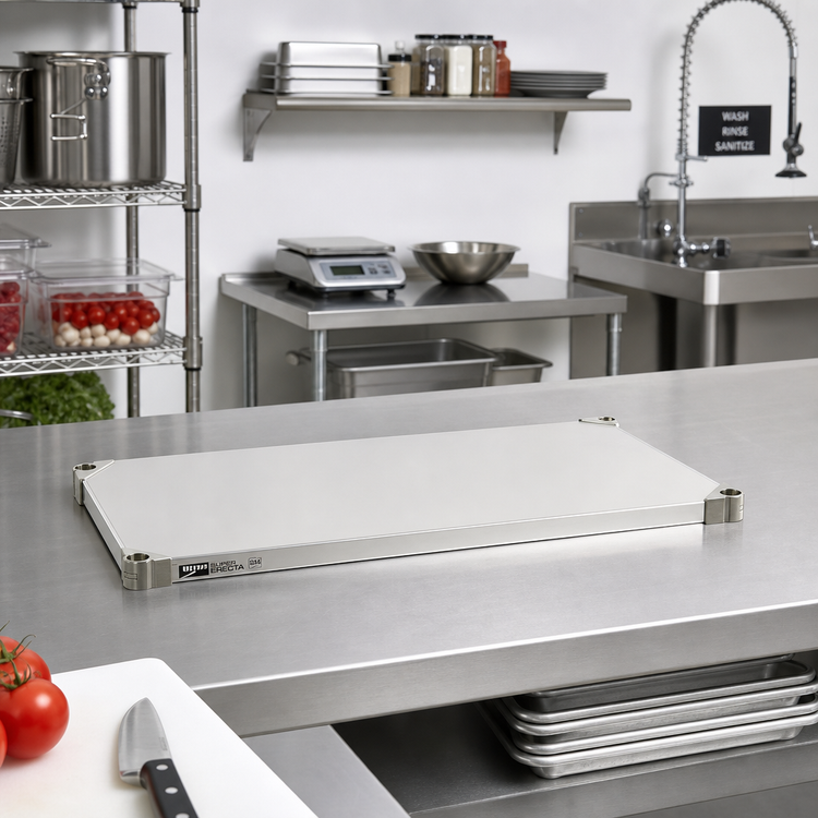 Product image #2 for Super Erecta 30-Inch W x 14-Inch D Solid 304 Stainless Steel Shelf, Autoclavable/Cart-Washable