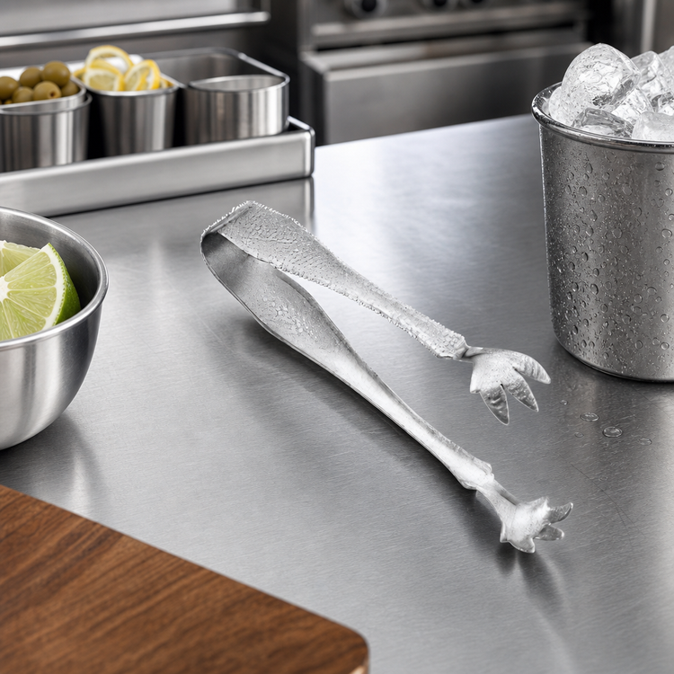 Product image #2 for American Metalcraft Hammered Stainless Steel Ice Tongs, 6-1/2 Inch