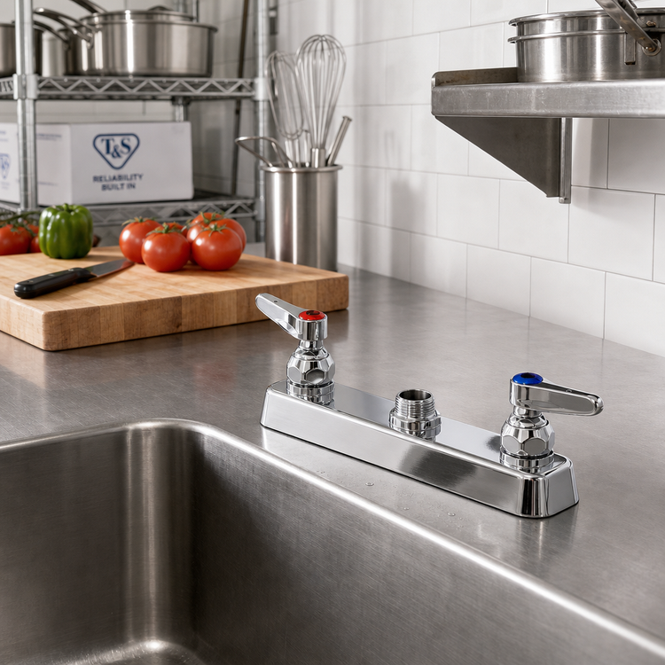 Product image #2 for T&S Brass B-5120-LN 8-Inch Centers Deck Mount Workboard Mixing Faucet, Less Nozzle