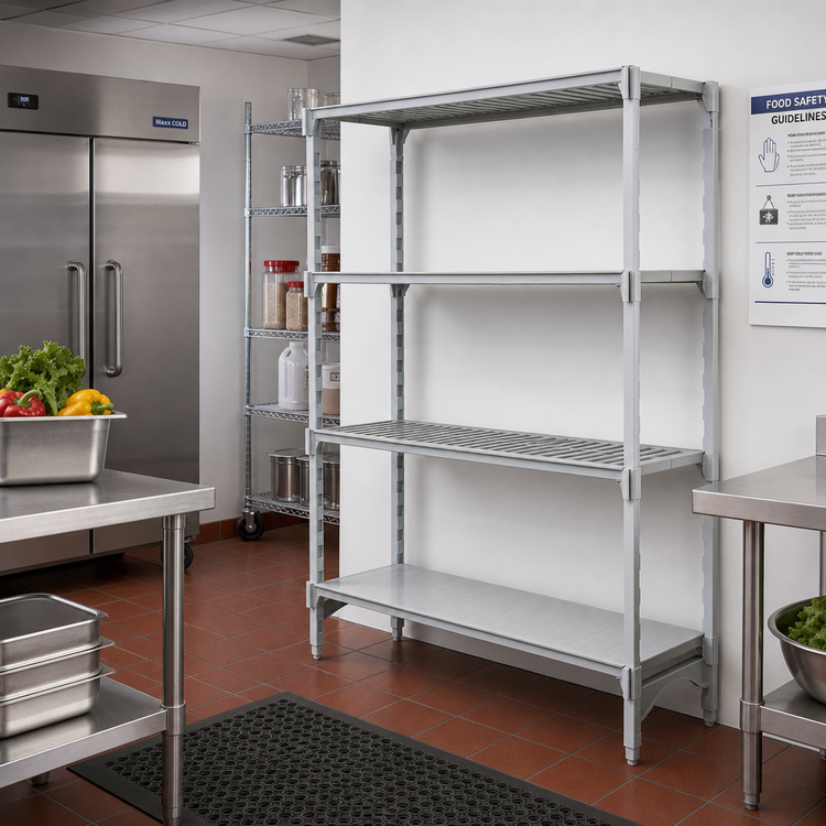 Product image #3 for Cambro Camshelving Premium 24-Inch Wide x 21-Inch Deep x 84-Inch High 4-Shelf Vented and Solid Add-On Polymer Shelving Unit