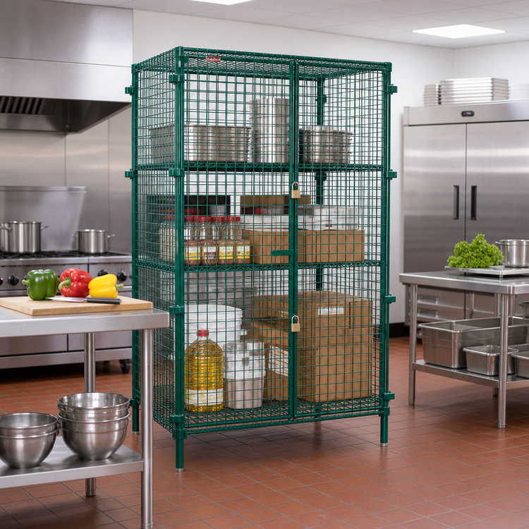 Product image #2 for EagleGard Stationary Open Wire Security Cage with Double Padlock Doors, 33-1/4 x 33-1/4 x 67 Inches