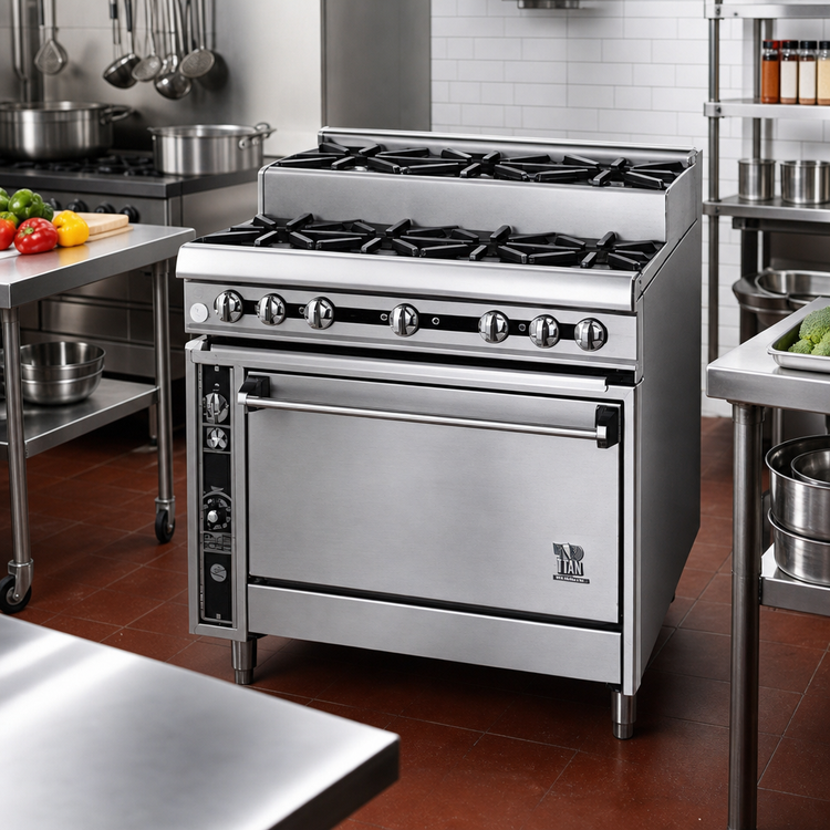 Product image #2 for Titan JTRHE-3-3-36C 36" Heavy Duty Gas Range with (3) Open Burners, (3) Step-Up Burners, and Convection Oven