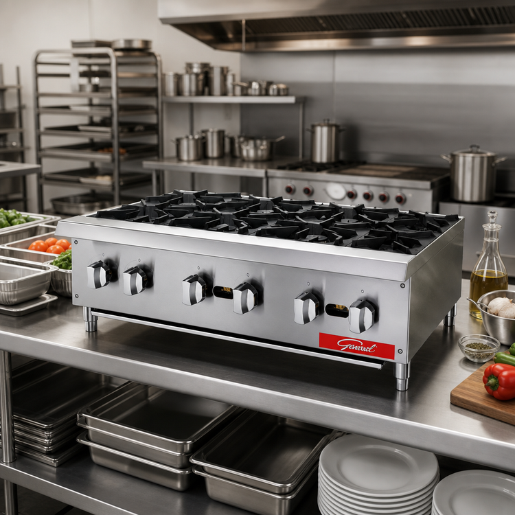 Product image #3 for General 36-Inch Countertop Gas Hot Plate, 6-Burner, Natural Gas
