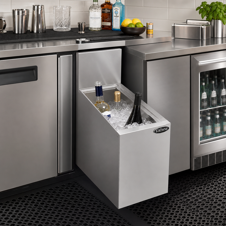 Product image #2 for Krowne Royal Series Underbar Insulated Bottle Storage/Ice Bin, 8 Inch Wide x 19 Inch Deep, 27 lb Capacity
