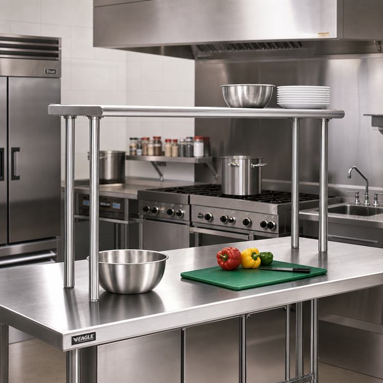 Product image #2 for Eagle Group Flex-Master 48-Inch Stainless Steel Table-Mount Overshelf Post Pair