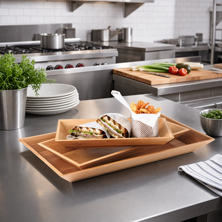 Product image #2 for American Metalcraft Rectangular Bamboo Serving Tray