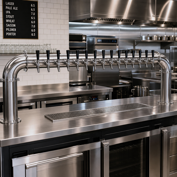 Product image #2 for Pass-Through Glycol-Cooled Pipe Draft Beer Tower, 16 Faucet Capacity, 69-Inch Overall Length