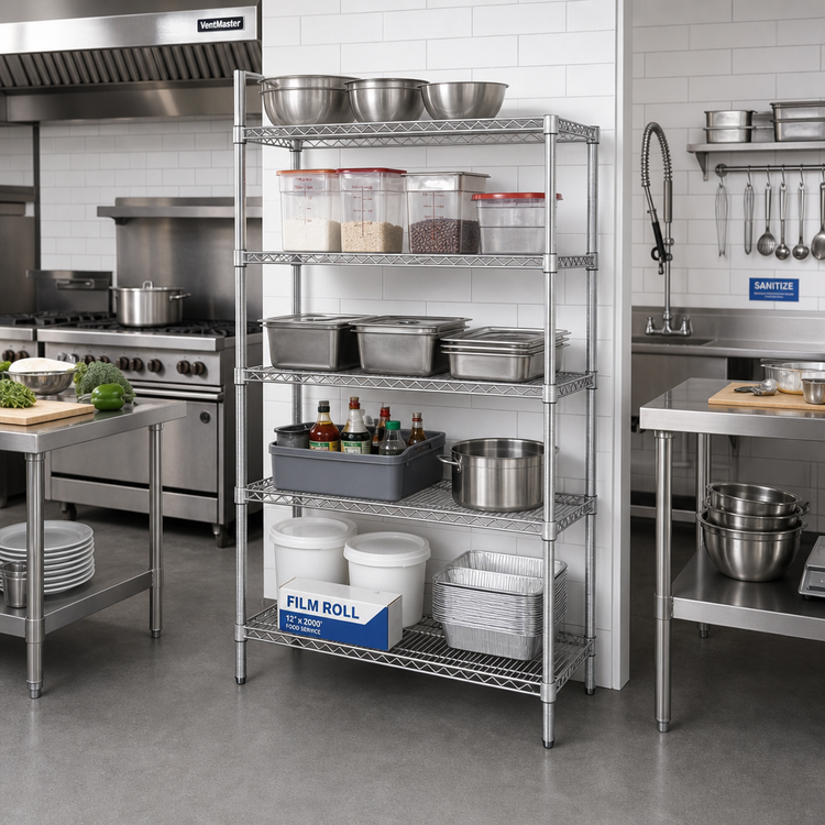 Product image #2 for Eagle Group 5-Tier Wire Add-On Shelving Unit, 36 x 21 x 86 Inches, Stainless Steel Finish