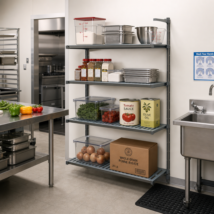 Product image #2 for Cambro Camshelving Basics Plus 4-Tier Add-On Polymer Shelving Unit, 30"W x 24"D x 72"H, Brushed Graphite
