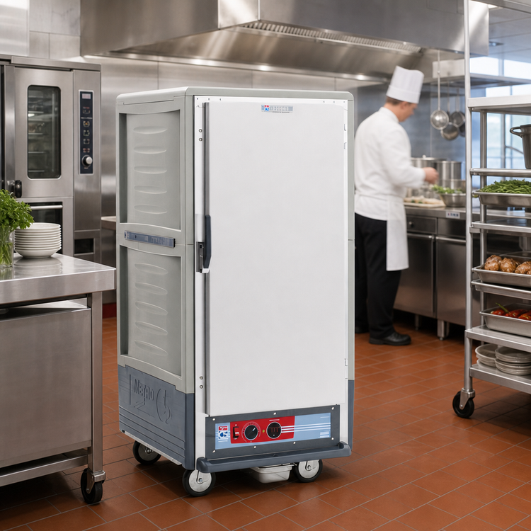 Product image #2 for Metro C5 3 Series Lower-Wattage Insulation Armour™ 3/4 Height Mobile Heated Holding Cabinet with Solid Door