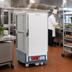 Thumbnail image #2 for Metro C5 Insulation Armour C537-HLFS-U-GY Mobile Heated Holding Cabinet, 3/4 Height, Solid Door, Universal Slides, 120V
