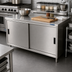 Thumbnail image #2 for BK Resources Stainless Steel Chef Table with Cabinet Base and Sliding Doors, 36 x 24 Inch