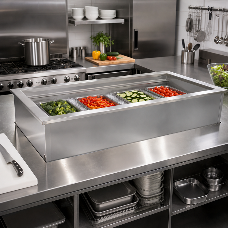 Product image #2 for Delfield Drop-In Ice Cooled Cold Pan, 56-1/4" W x 26" D, 4-Pan Capacity