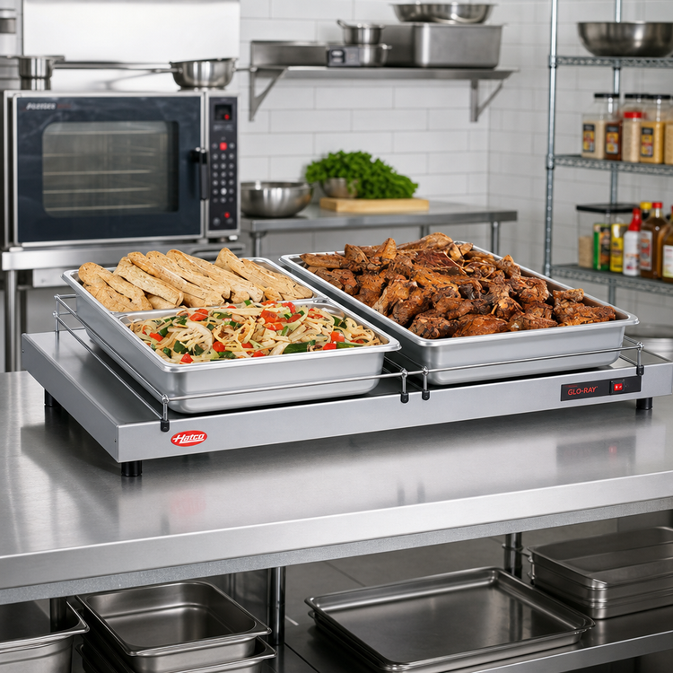 Product image #2 for Hatco Glo-Ray Freestanding Heated Warming Shelf, 42 Inch Wide x 15-1/2 Inch Deep, Stainless Steel Top