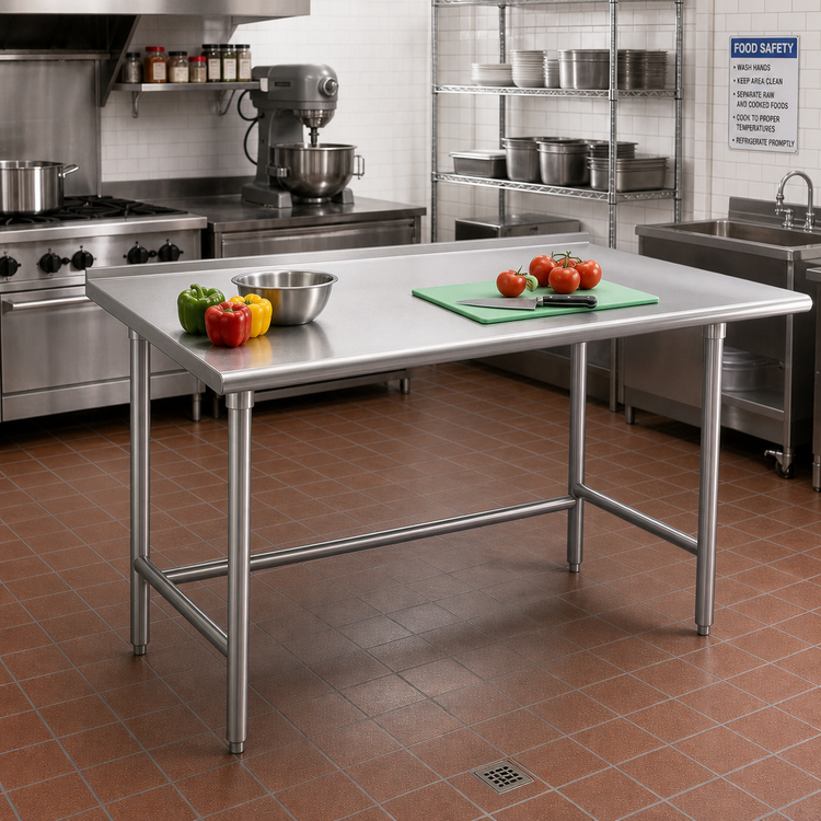 Product image #2 for Advance Tabco TSFG-2412 Extra-Wide Stainless Steel Work Table with 1-1/2-Inch Rear Up-Turn