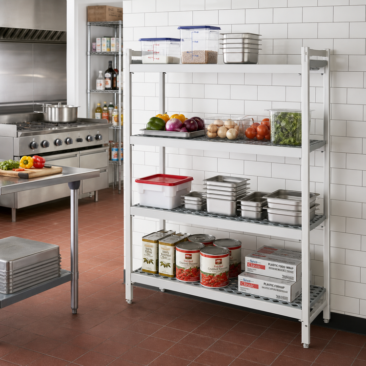 Product image #2 for Fermostock 4-Tier Stationary Starter Polymer Shelving Unit, 26"W x 14"D x 83"H, Gray