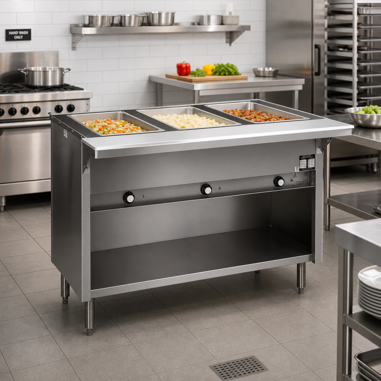 Product image #2 for Spec-Master 48-Inch Electric Hot Food Table with 3 Wet/Dry Wells and Enclosed Base