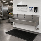 Thumbnail image #2 for Advance Tabco 19-18-72EF 72-Inch 3-Station Wall-Mounted Hand Wash Sink with 3 Electronic Faucets, 304 Stainless Steel, 8-Inch Bowls