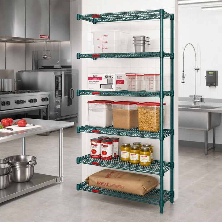 Product image #2 for Eagle Valu-Gard 24" x 18" x 74" 5-Tier Add-On Wire Shelving Unit, Green Epoxy Finish