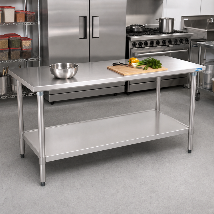 Product image #2 for Eagle Deluxe Series 84-Inch x 30-Inch Stainless Steel Work Table with Rolled Edge and Adjustable Undershelf