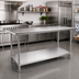 Thumbnail image #2 for Advance Tabco 108 in. x 36 in. 14 Gauge 304 Stainless Steel Flat Top Work Table with Adjustable Undershelf