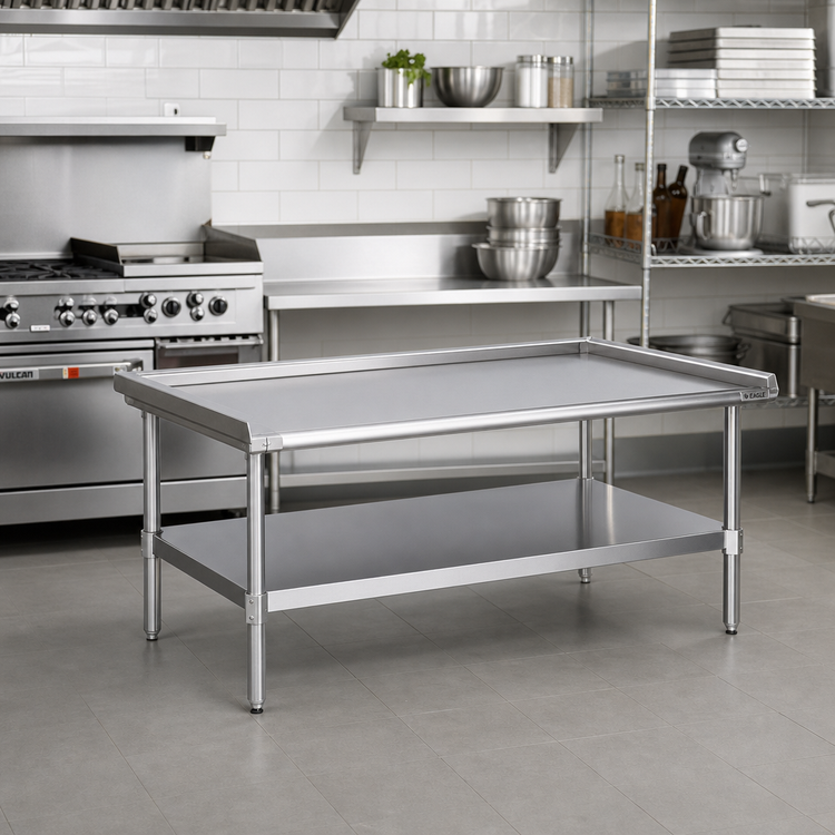 Product image #2 for Eagle Group Heavy-Duty Griddle/Equipment Stand with Stainless Steel Top and Adjustable Undershelf, 36-3/8 x 24-3/8 x 25-1/4 Inches