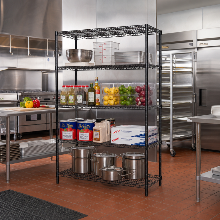 Product image #2 for Add-A-Shelf 4-Tier Stationary Wire Shelving Starter Unit, 48 x 24 x 63 Inches, Black Epoxy