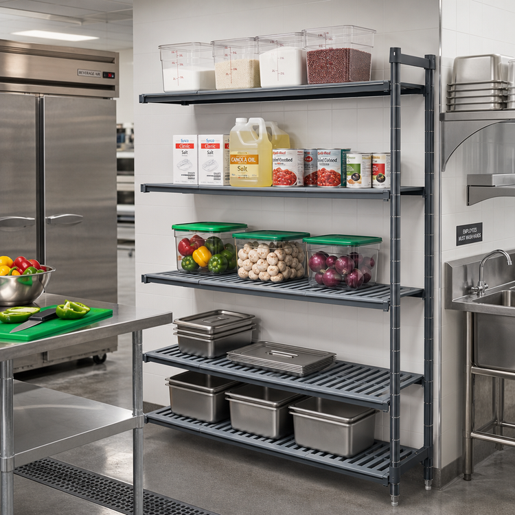Product image #2 for Cambro Camshelving Basics Plus 5-Shelf Vented Add-On Polymer Shelving Unit, 18 x 42 x 72 Inches, Brushed Graphite
