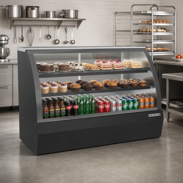 Product image #2 for Beverage-Air CDR6HC-1-B Refrigerated Deli/Bakery Display Case, Curved Glass Front, 21 Cu. Ft., Black