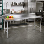 Thumbnail image #2 for John Boos Stallion ST6R5-24144GBK Stainless Steel Work Table, 144 x 24 Inches, 16-Gauge 300 Series Top, 5-Inch Backsplash, Galvanized Open Base