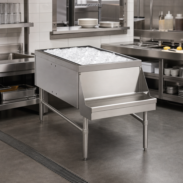 Product image #2 for Advance Tabco Prestige 24-Inch Wide Pass-Thru Ice Bin, 174 lb Capacity, Stainless Steel, Without Cold Plate