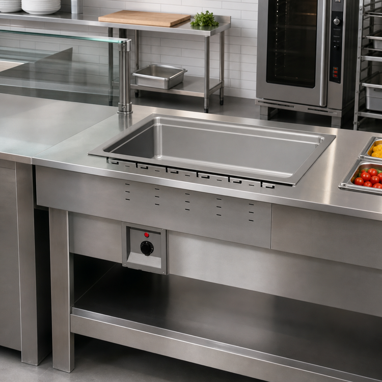 Product image #2 for Vollrath 36354 Bottom-Mount Wet Hot Food Well Drop-In, Single Well, 1 Full-Size Pan, 208-240V, 1000W