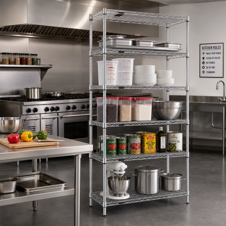 Product image #2 for EAGLEbrite 5-Tier Wire Starter Shelving Unit, 72W x 24D x 74H, Zinc Finish