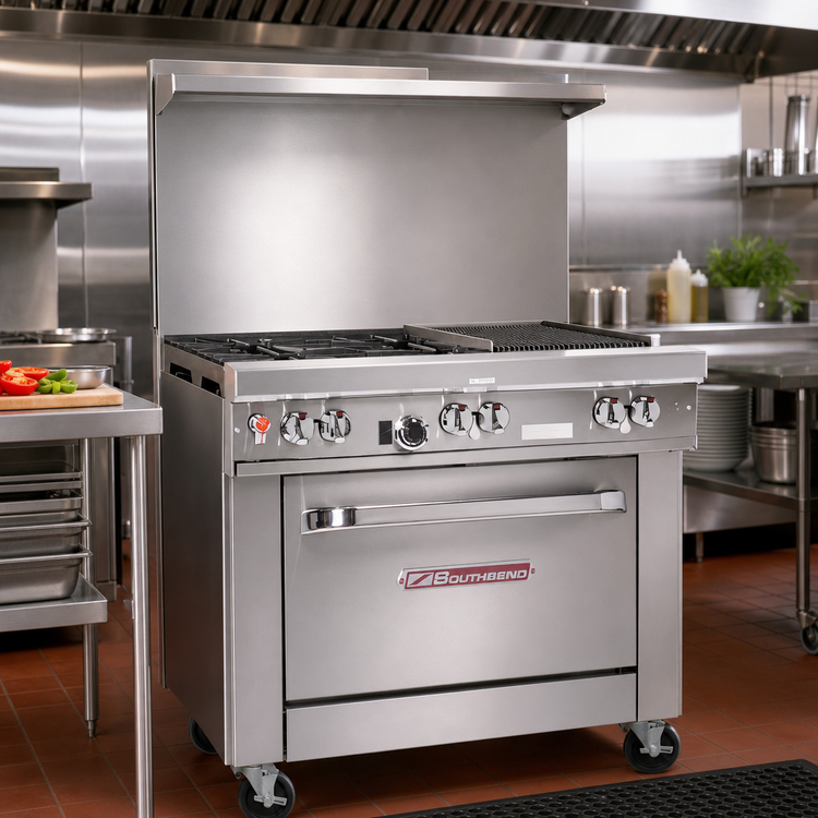 Product image #2 for Southbend Ultimate 36-Inch Gas Restaurant Range with 2 Star/Sauté Burners, 24-Inch Charbroiler, and Convection Oven