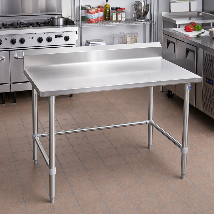Product image #2 for John Boos Stallion 84-Inch x 36-Inch Stainless Steel Work Table with 5-Inch Backsplash and Safety Edge