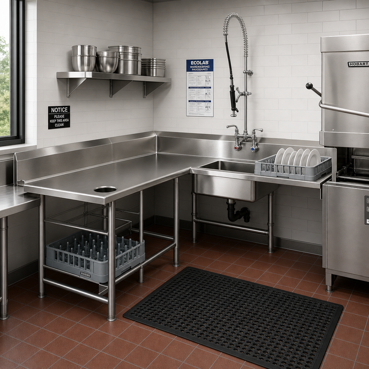 Product image #2 for Eagle Group 60-Inch Corner Soiled Dishtable with Pre-Rinse Sink, Left-Hand, 16 Gauge Type 304 Stainless Steel