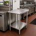Thumbnail image #2 for Advance Tabco 15-Inch x 24-Inch 16-Gauge 304 Stainless Steel Equipment Filler Table with Adjustable Undershelf and 1-1/2-Inch Rear Up-Turn