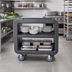 Thumbnail image #3 for Cambro Service Cart Pro Medium Open-Sided 3-Shelf Bus Cart, Charcoal Gray