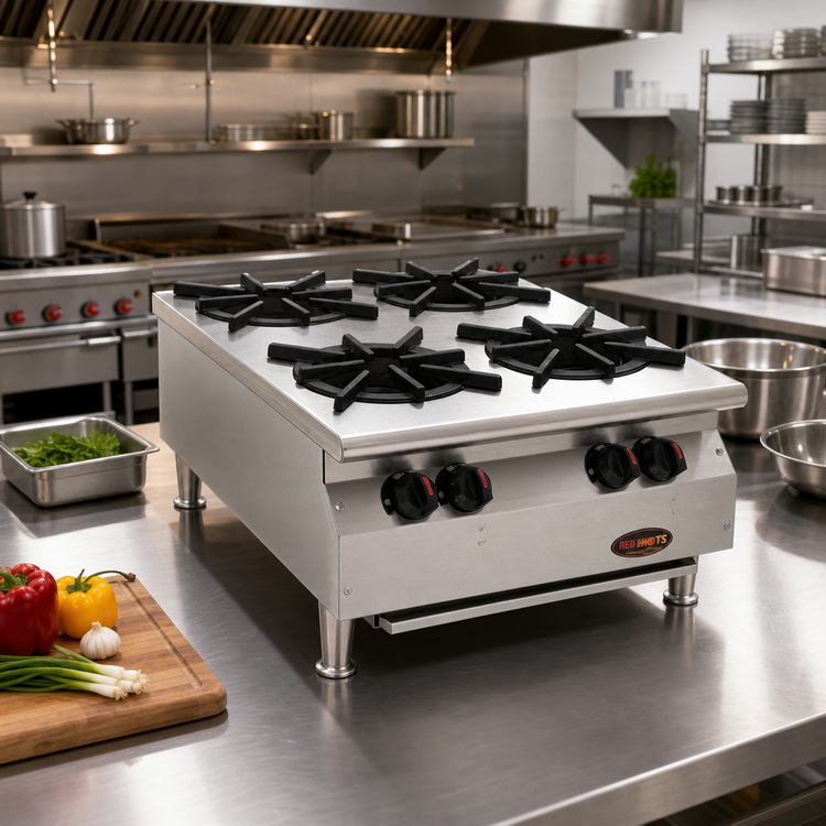 Product image #2 for RedHots Chef's Line 24-Inch Countertop Gas Hot Plate, 4-Burner, Natural Gas, 100,000 BTU