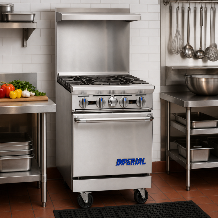 Product image #2 for Imperial Pro Series 24-Inch Gas Restaurant Range with 4 Open Burners and Space Saver Oven