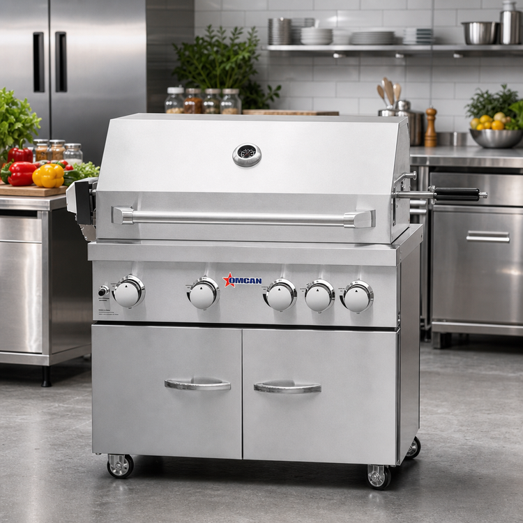 Product image #2 for Outdoor Propane BBQ Grill/Charbroiler with 5 Burners, Infrared Rear Burner, and Rotisserie Kit